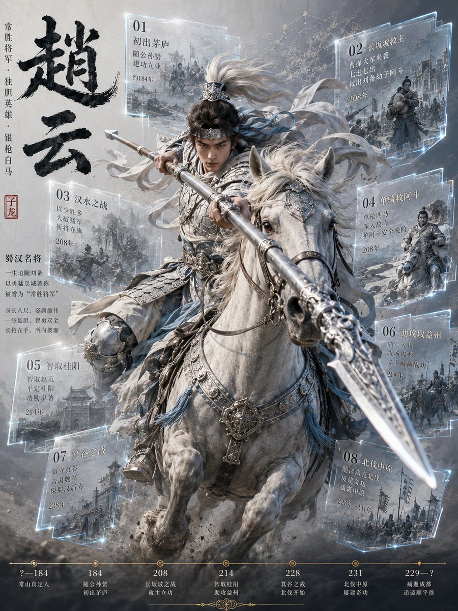 Zhao Yun Cavalry Infographic Poster