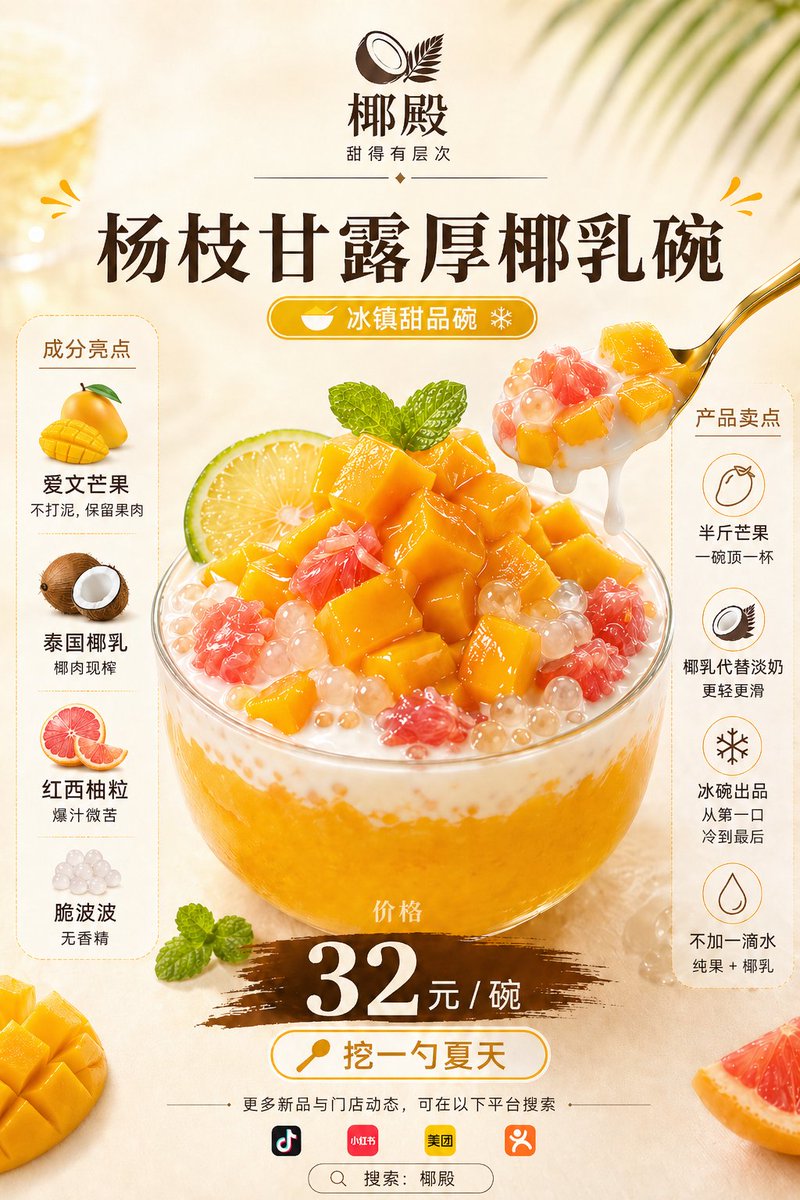 Mango Coconut Dessert Poster example