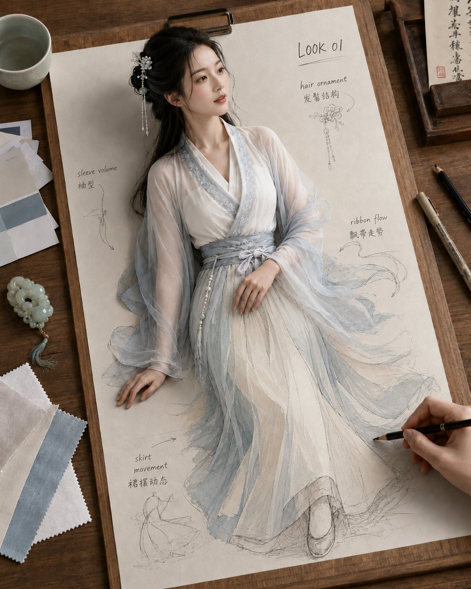 Living Hanfu Fashion Sketch example