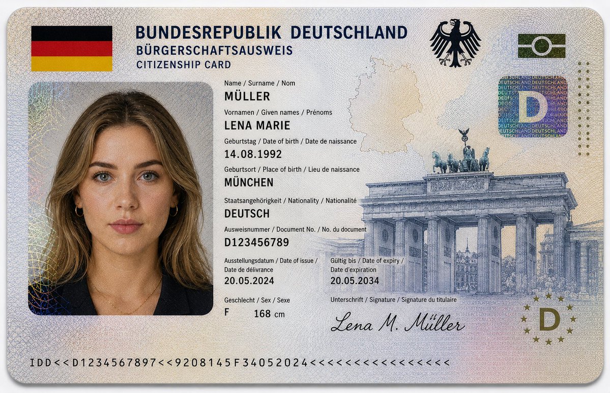 German Citizenship Identity Card Mockup example
