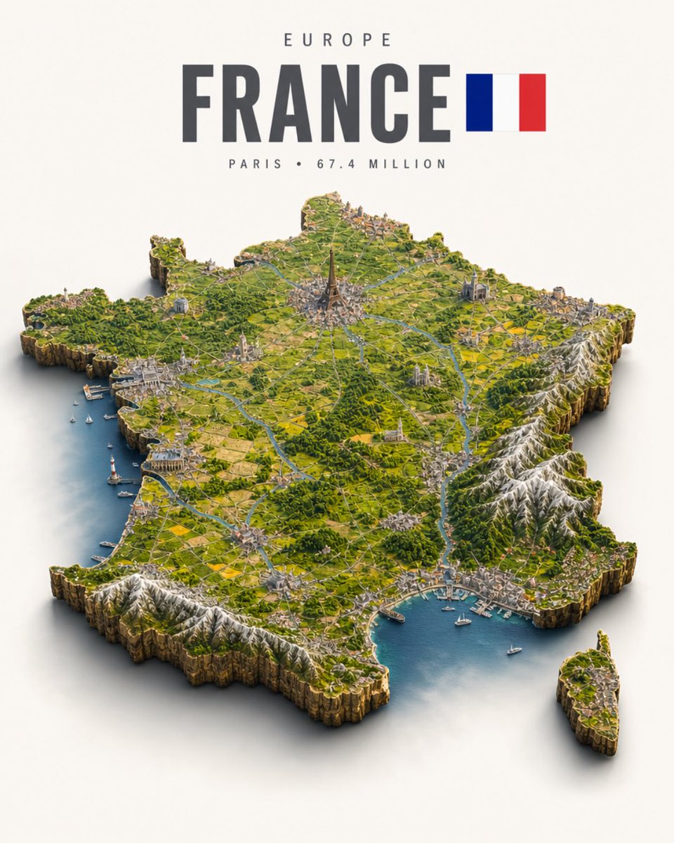 Isometric France Diorama Poster example