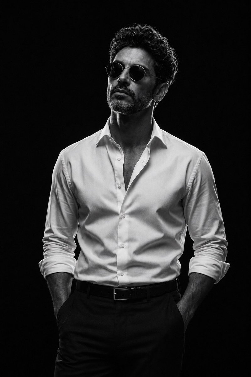 Black and White Studio Fashion Portrait example