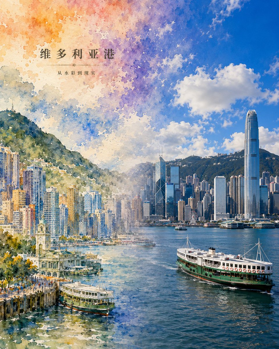 《虚实交融城市画报》提示词:
请生成一张「虚实交融 · 城市印象」风格的竖版城市海报,主题为【城市 example