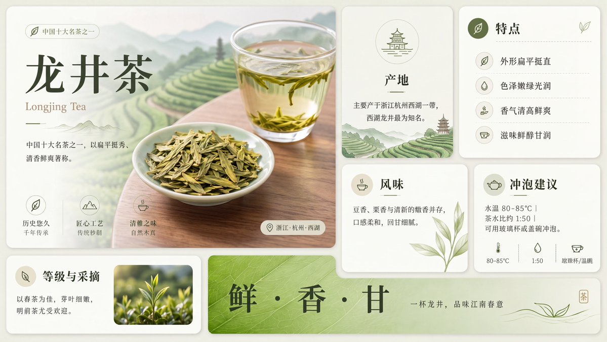 Clean Longjing Tea Infographic Upscale