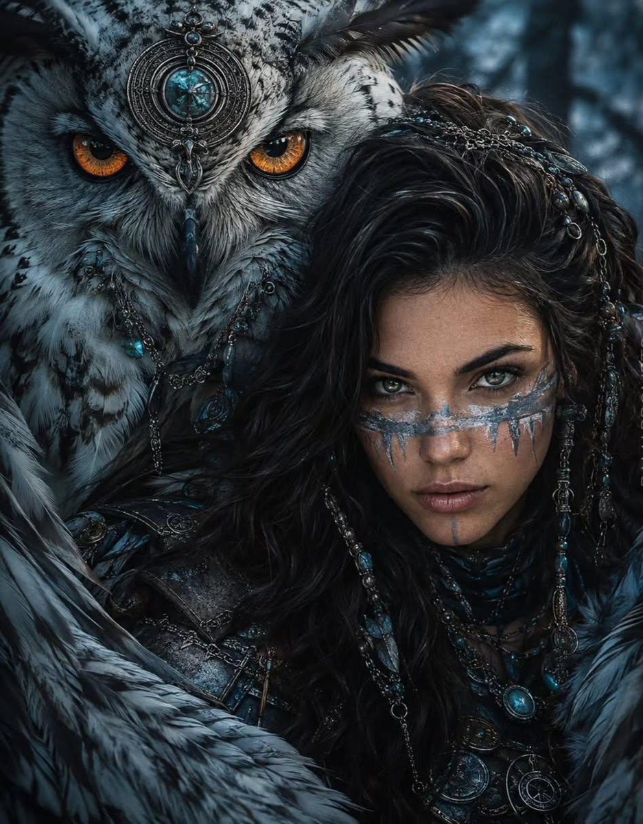 Tribal Fantasy Warrior with Guardian Owl example