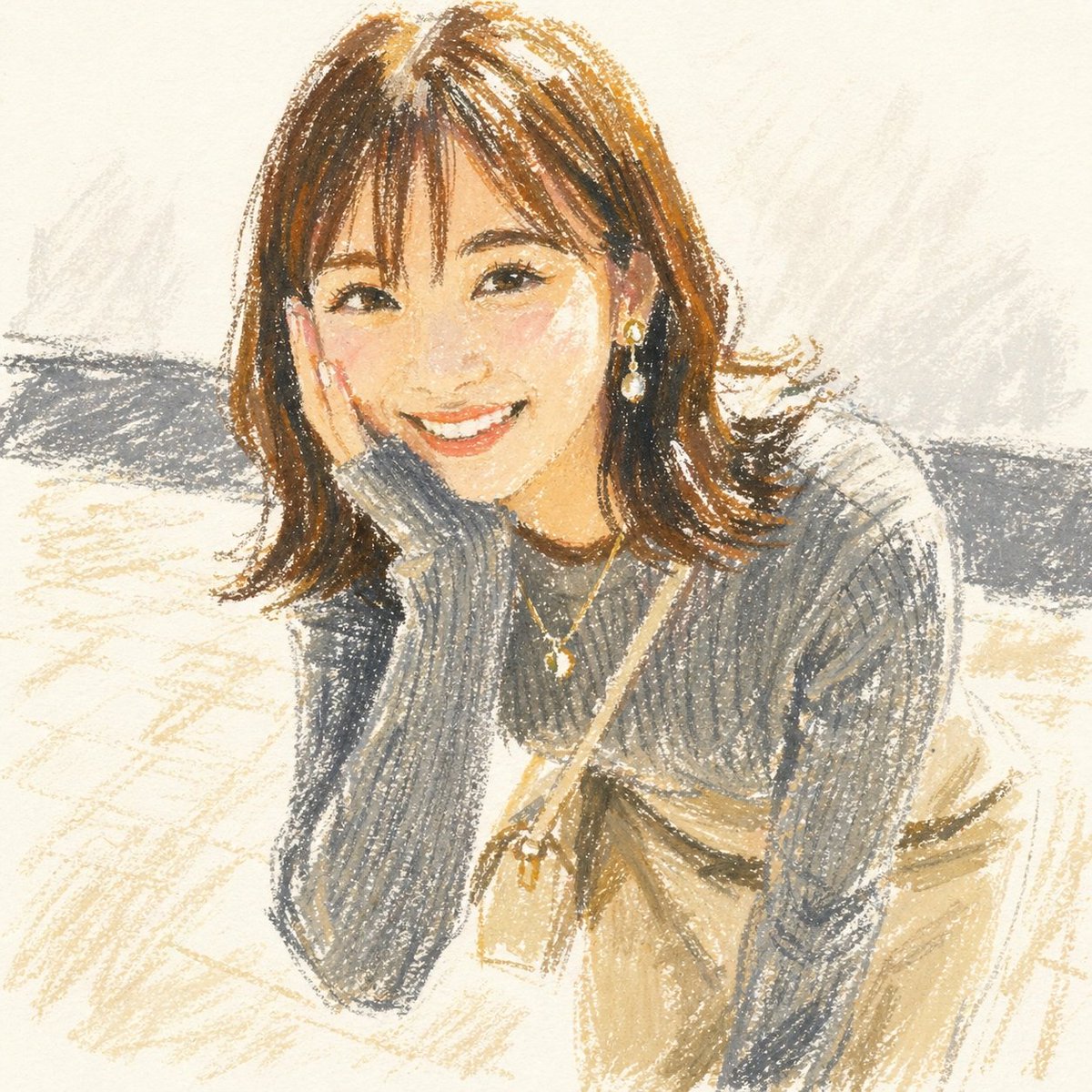 Cute Oil Pastel Woman Portrait example