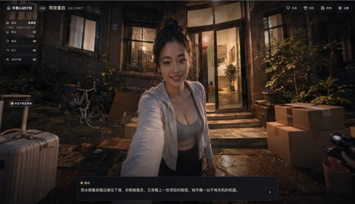 Rainy Night Visual Novel Game Screen example