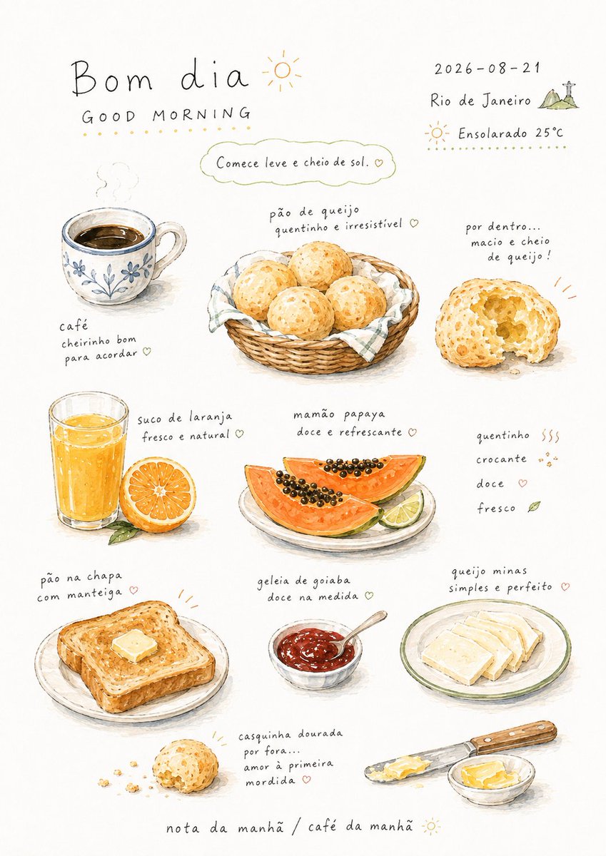 Hand-drawn Breakfast Journal Aesthetic Poster