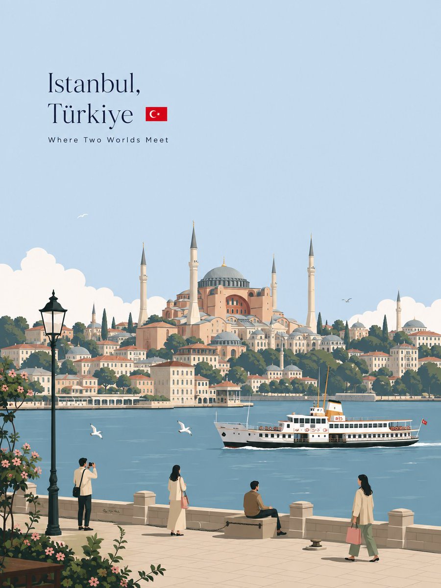 Minimalist Flat Vector Travel Poster example