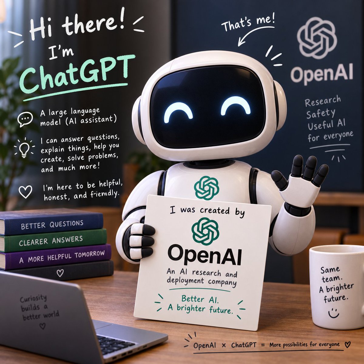 Friendly ChatGPT Robot Office Scene example