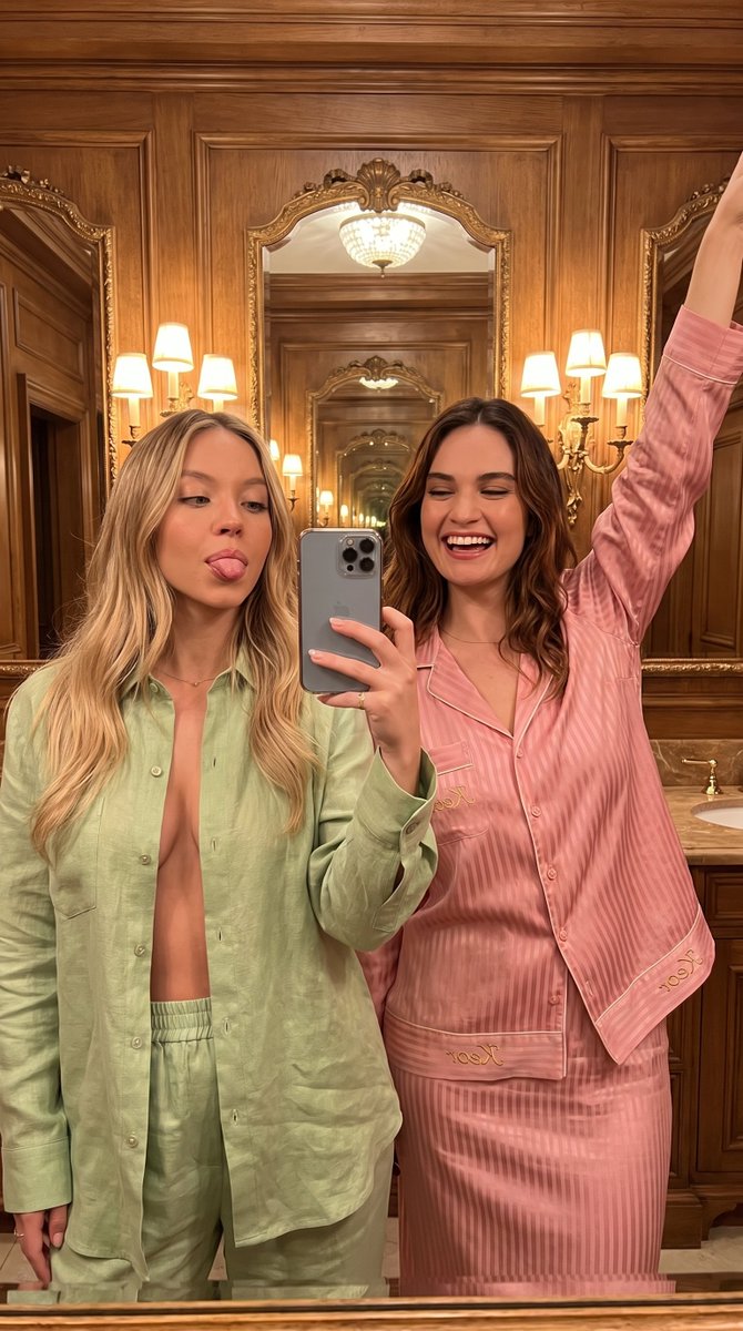 Photorealistic Mirror Selfie of Two Women