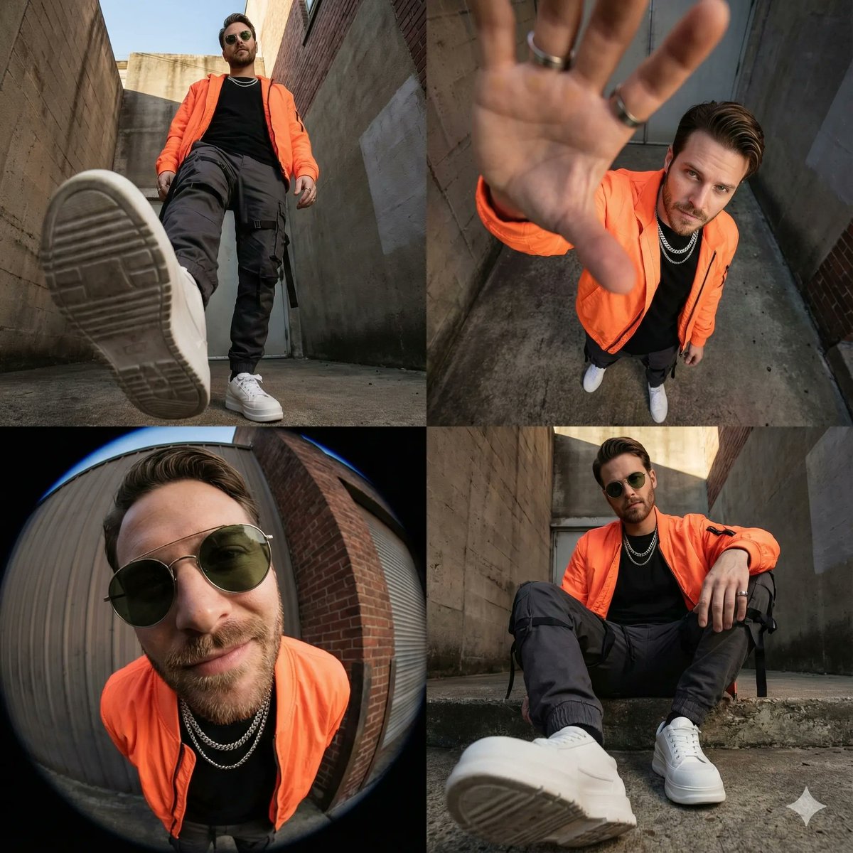 High-Fashion Streetwear Editorial Grid Collage example