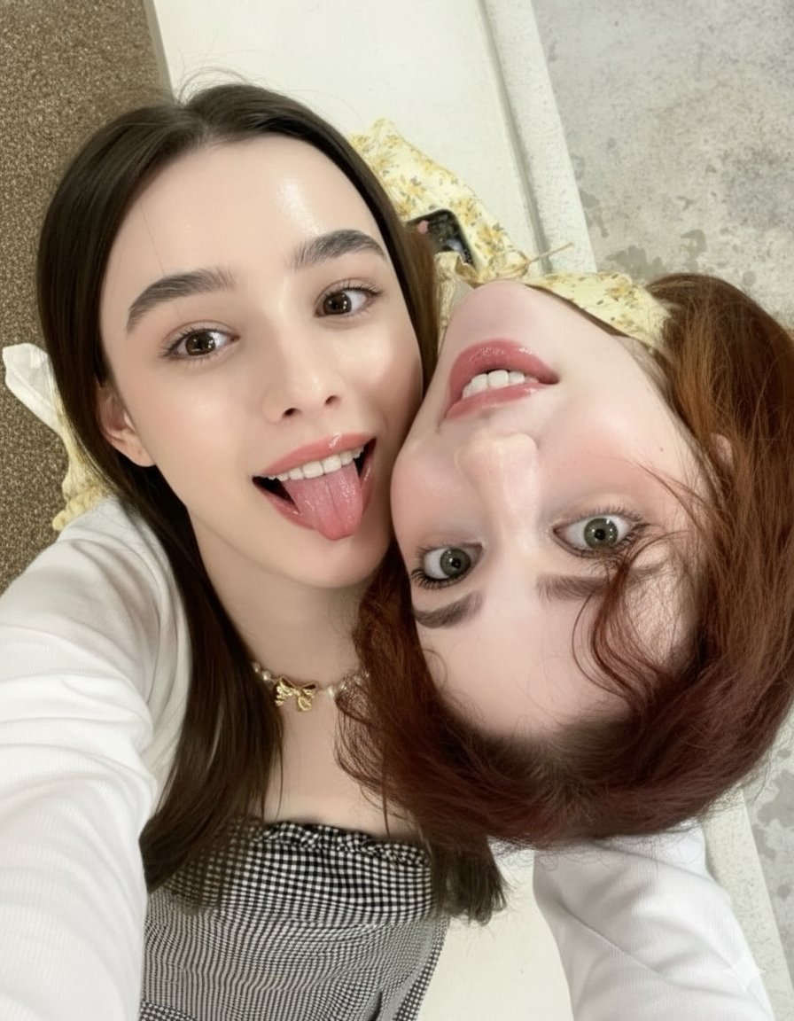 Ultra-Detailed Close-Up Selfie of Two Girls example