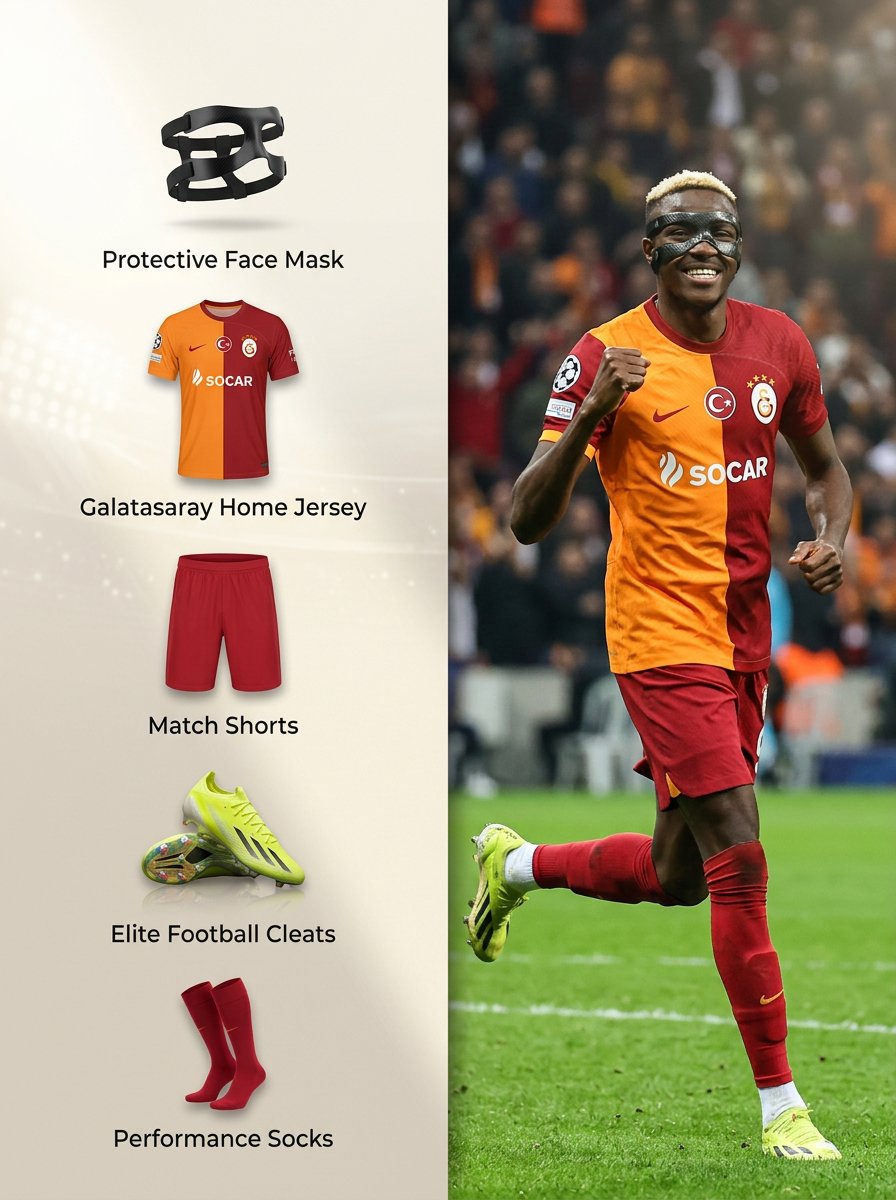 Sports Equipment Infographic Layout of Victor Osimhen example