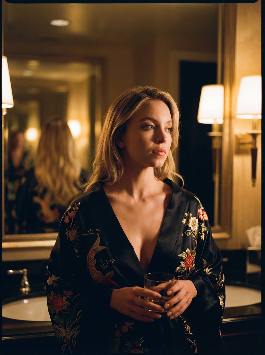 Cinematic Tokyo Hotel Portrait Prompt (Sydney Sweeney Likeness) example
