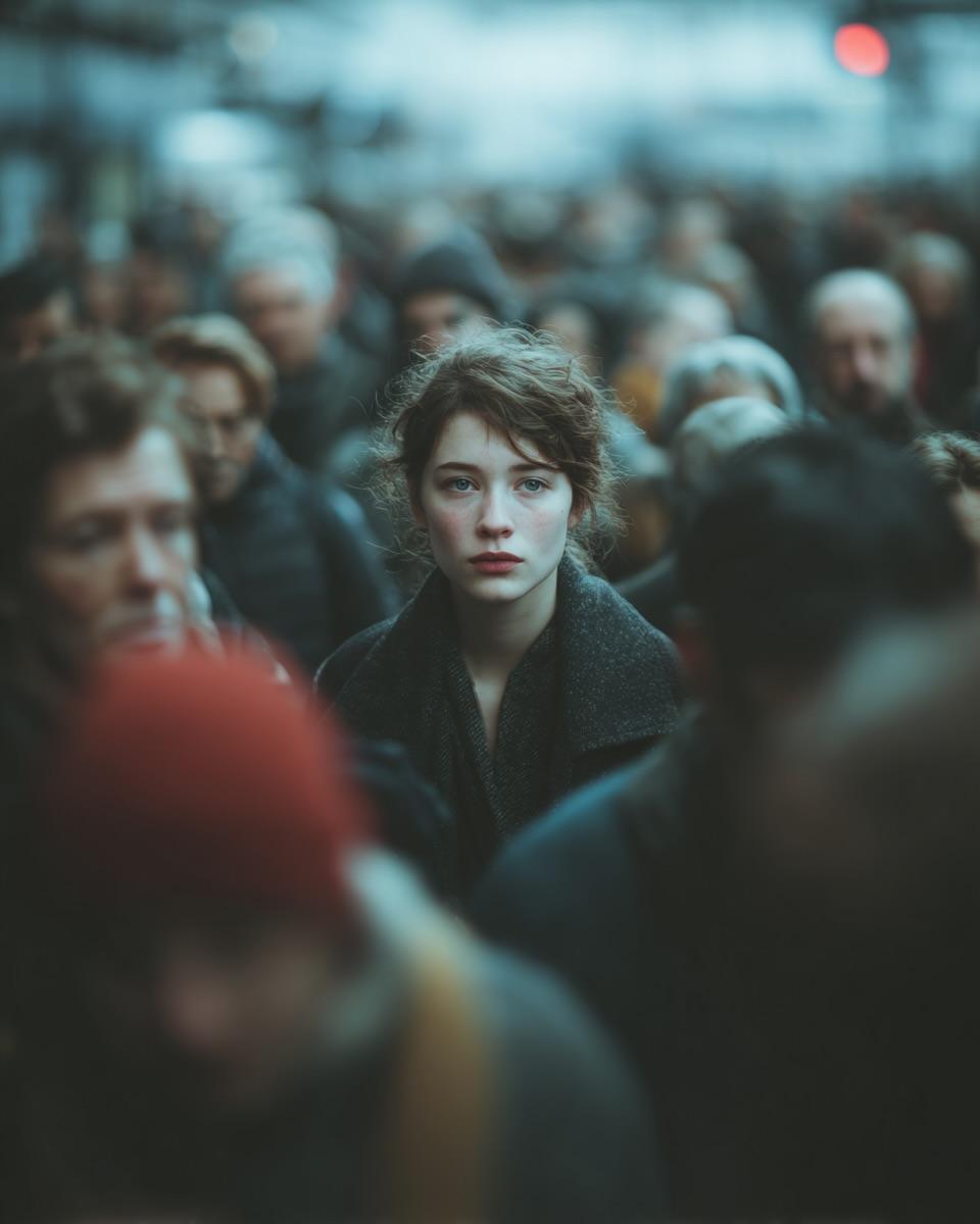Cinematic Street Photography Caption and Visual Style example