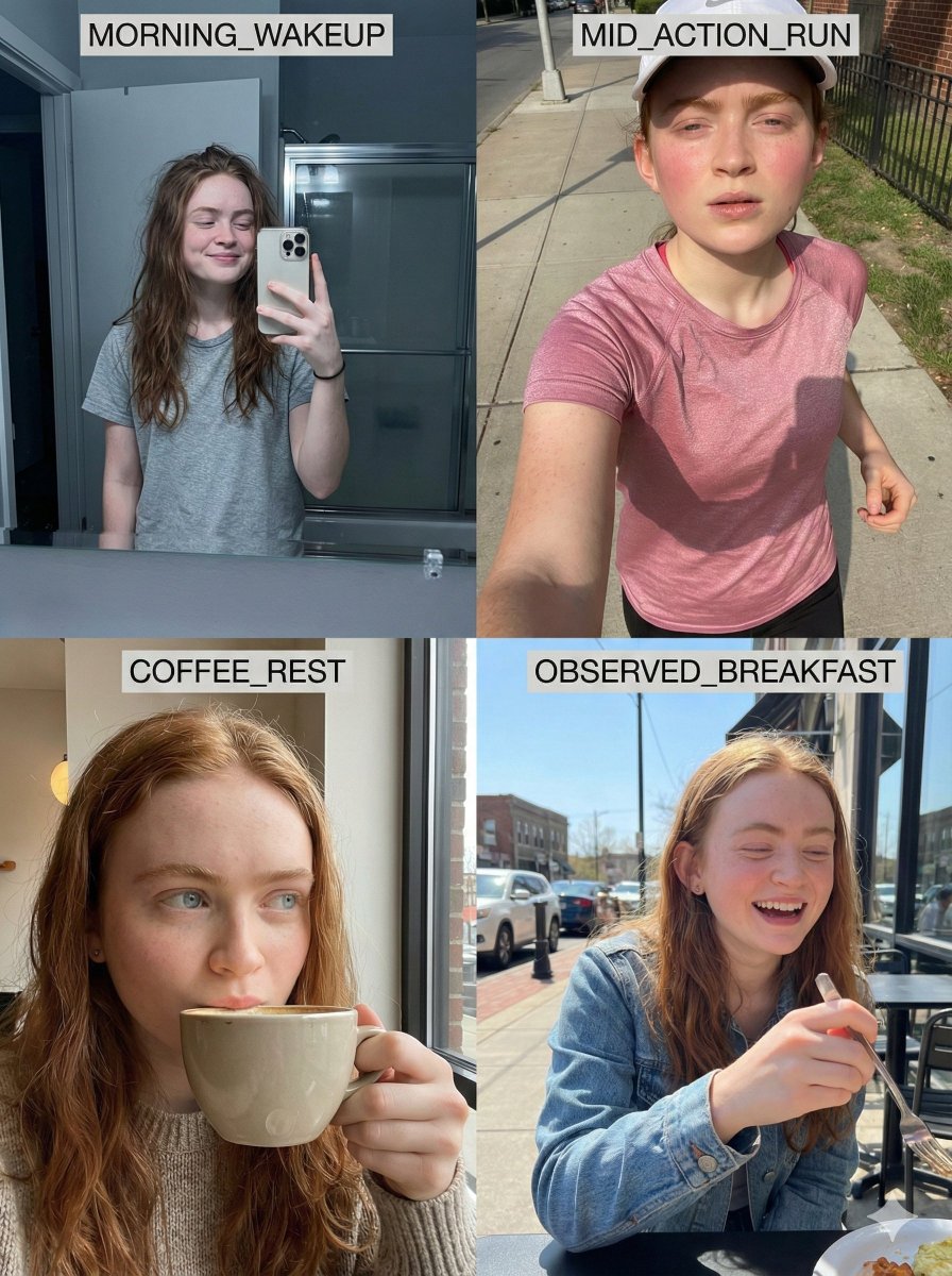 8K RAW Consistent Identity Daily Routine Grid (Sadie Sink) example