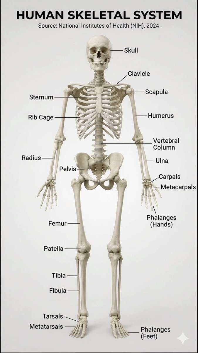 Realistic human skeletal system infographic example