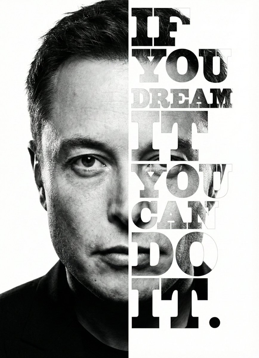 Elon Musk Typographic Split Portrait example