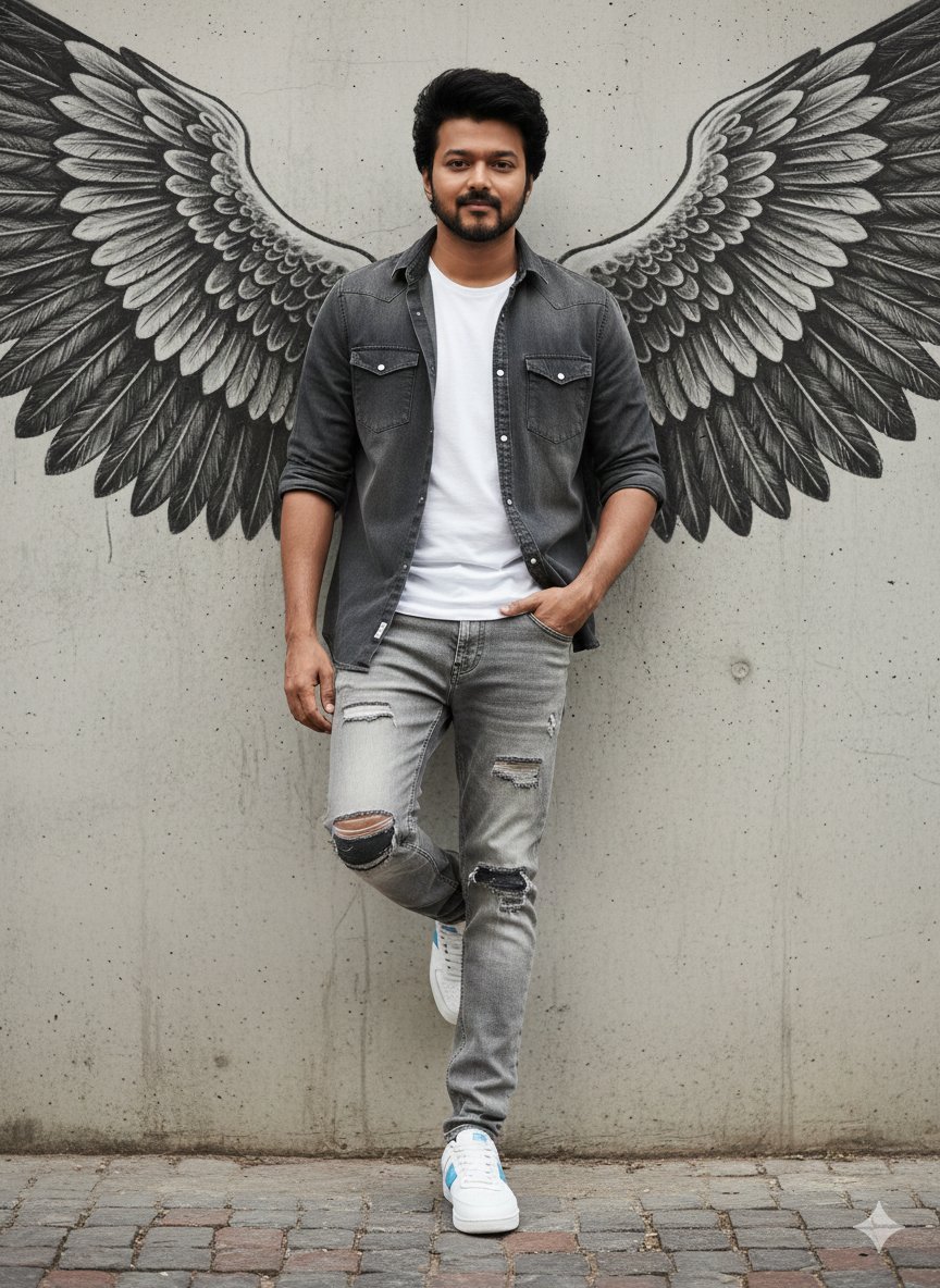 Urban Cinematic Portrait with Painted Angel Wings example