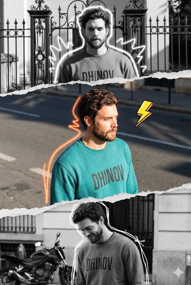 Mixed-Media Digital Collage (Monochrome and Neon) example