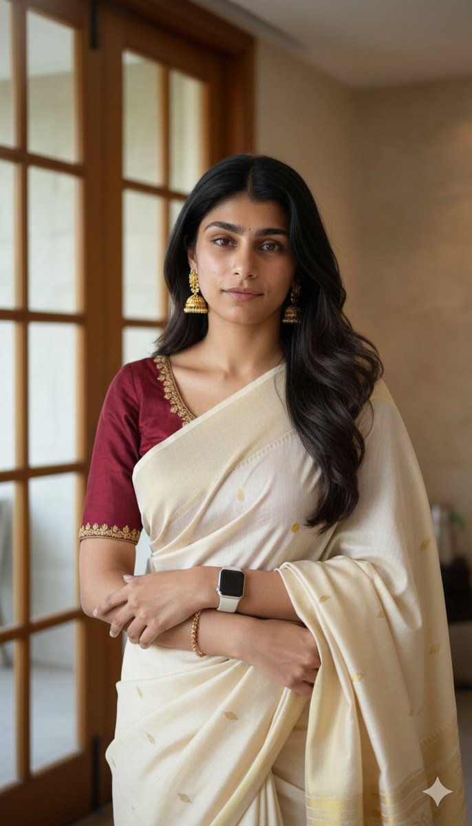 8K RAW Portrait of Woman in Saree with Apple Watch