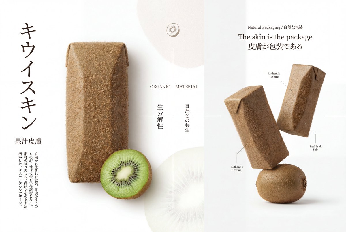 Premium Japanese-Style Kiwi Juice Skin Packaging Poster