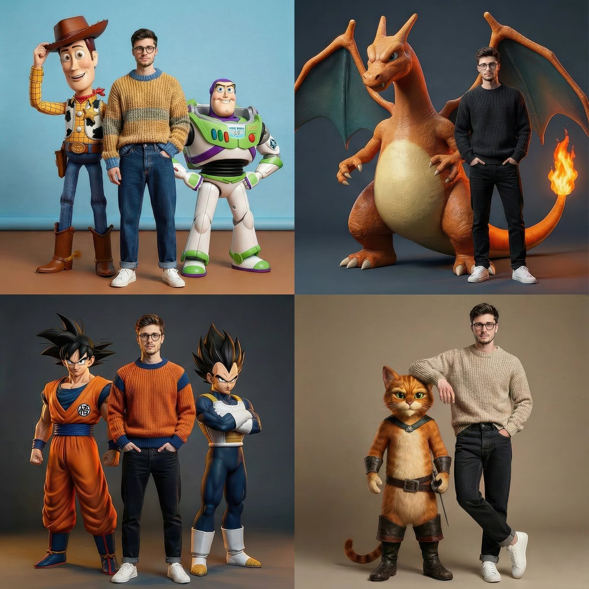 Hyperrealistic Fashion Editorial with Animated Characters example