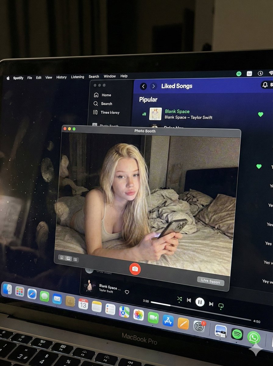 Photorealistic MacBook Screen POV Selfie Prompt example
