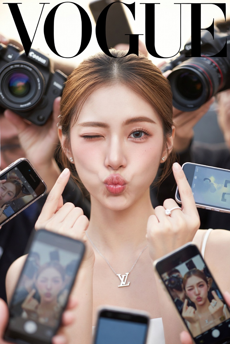 Vogue Cover Face Swap Portrait with Paparazzi